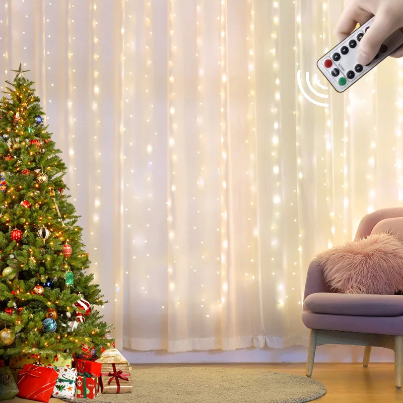 Коледни USB Led Светлини на Гирлянда от Медна Тел, Страхотна Венец, Завеса, Лампа, Коледна сватба, Коледни Осветление, Украса5