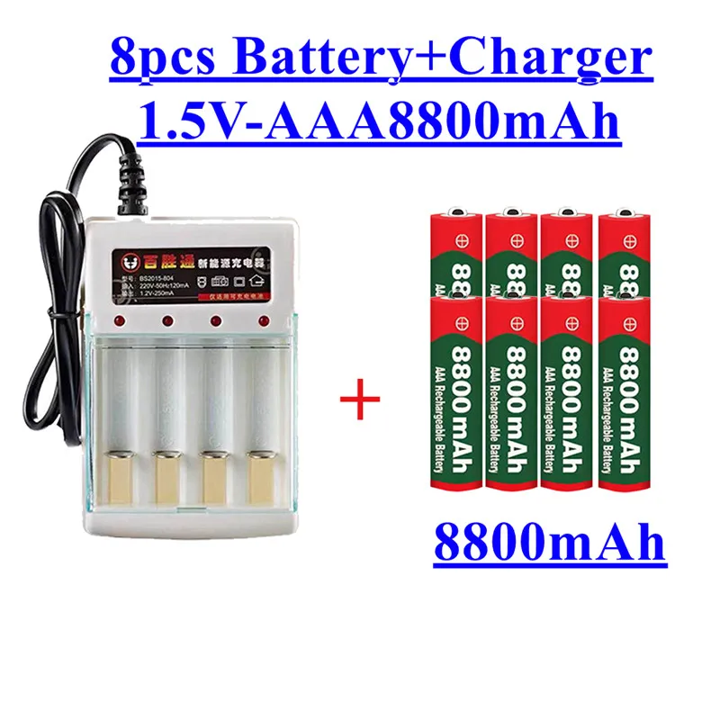 ААА 8800 mah акумулаторна батерия AAA от 1,5 8800 mah Акумулаторна Нова Alcalinas drummey + 1 бр. на 4-элементное зарядно устройство0