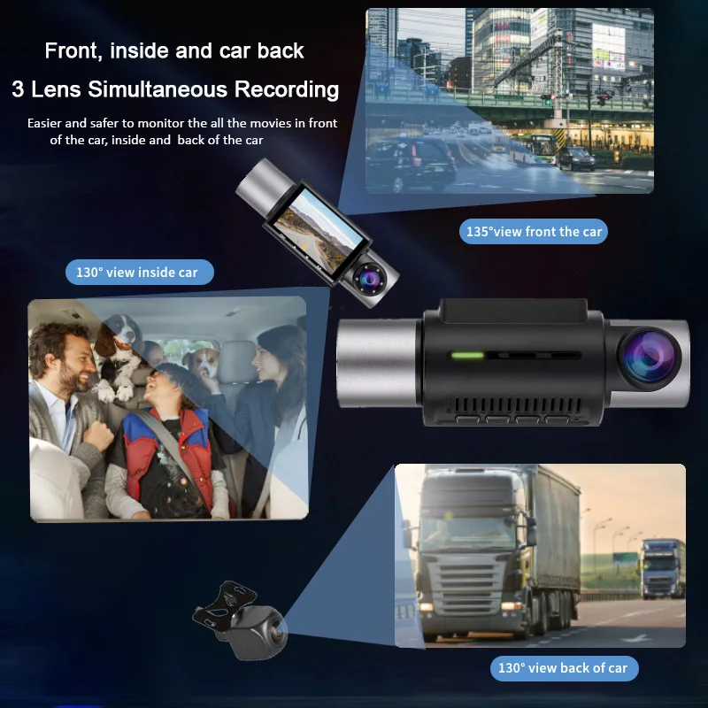 Авто Черна кутия KG330 с 2-инчов екран и три лещи за нощно виждане, автомобилен видеорекордер Dash Cam Recorder\1